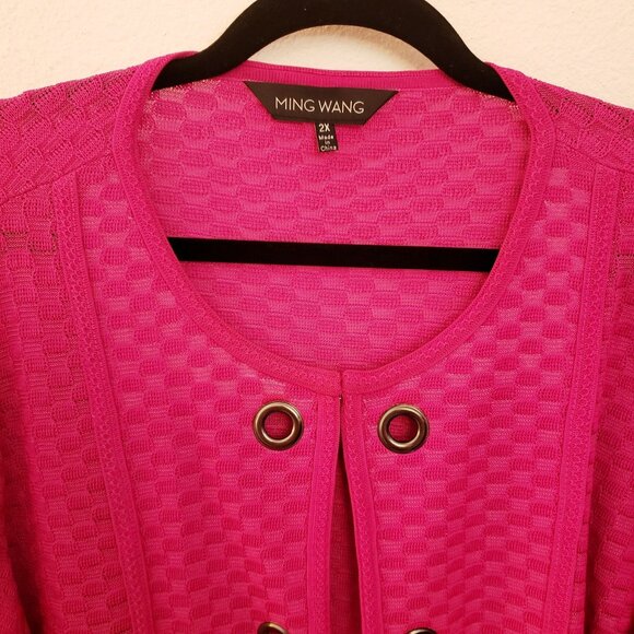 Ming Wang Open Front Grommet Trim Bright P Checked Texture Grommets Sz 24-26W EU - Picture 6 of 11